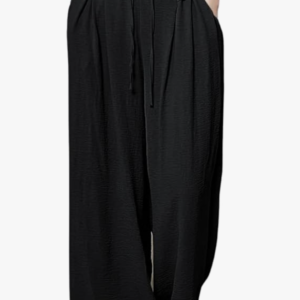 High Waist Polycotton Trousers for Women – Flared Parachute Pants with Side Pockets | Casual Travel Cargo Pants