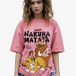 Disney Merchandise Hakuna Matata Women's 100% Cotton Graphic Print Oversized Fit