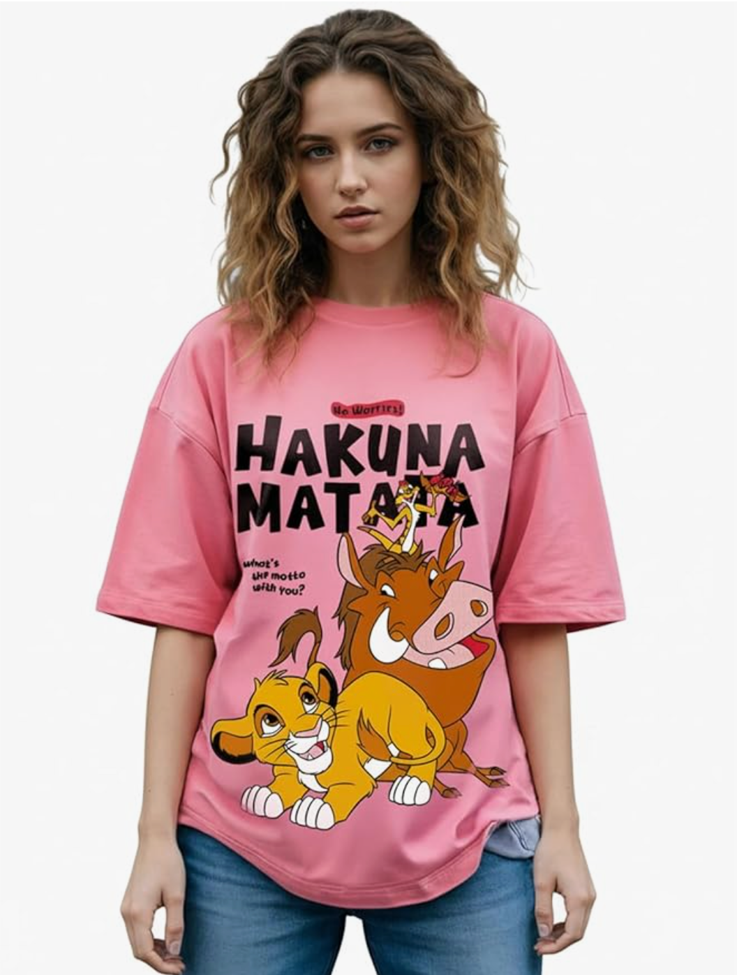 Disney Merchandise Hakuna Matata Women's 100% Cotton Graphic Print Oversized Fit