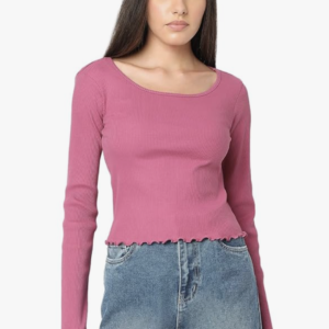 Women Cotton Solid Slim Fit Full Sleeves Top | Lettuce Hemline