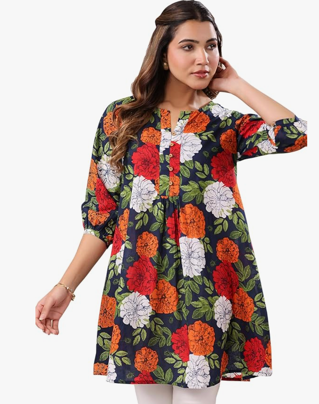 Women's Pure Cotton Floral Printed A-Line Tunic