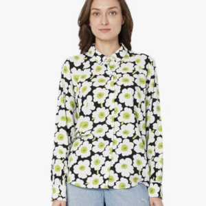Printed Viscose Blend Round Neck Womens Casual Shirt